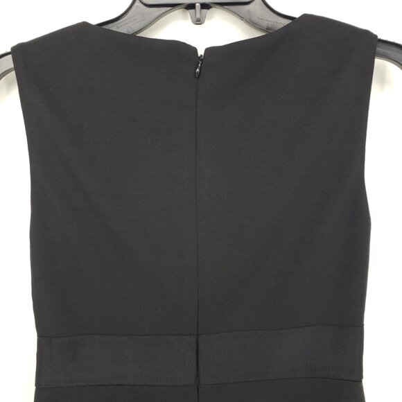 Calvin Klein Origami Pleated Sheath Dress 2 Sleeveless Ponte Knit Work Black - Picture 6 of 8